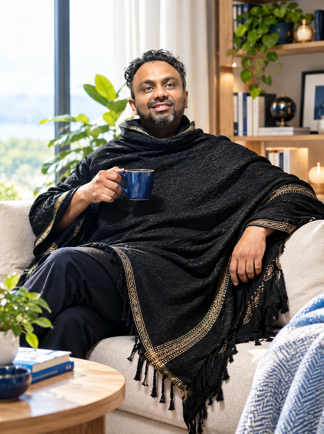 Long Oversized Winter Shawl & Wrap Black