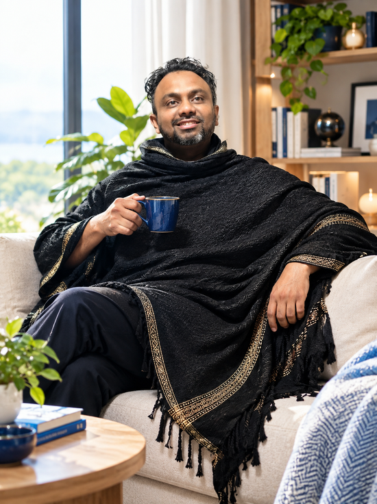 Long Oversized Winter Shawl & Wrap Black