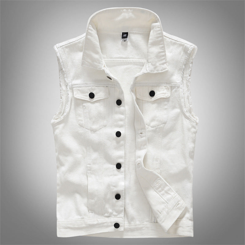 Men's White Denim Vest