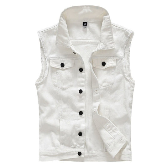 Men's White Denim Vest