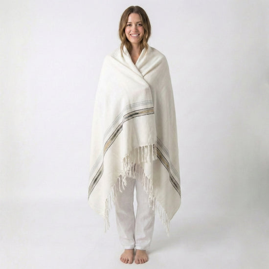 Winter Shawl Wrap – Fringe Stole & Oversized Scarf