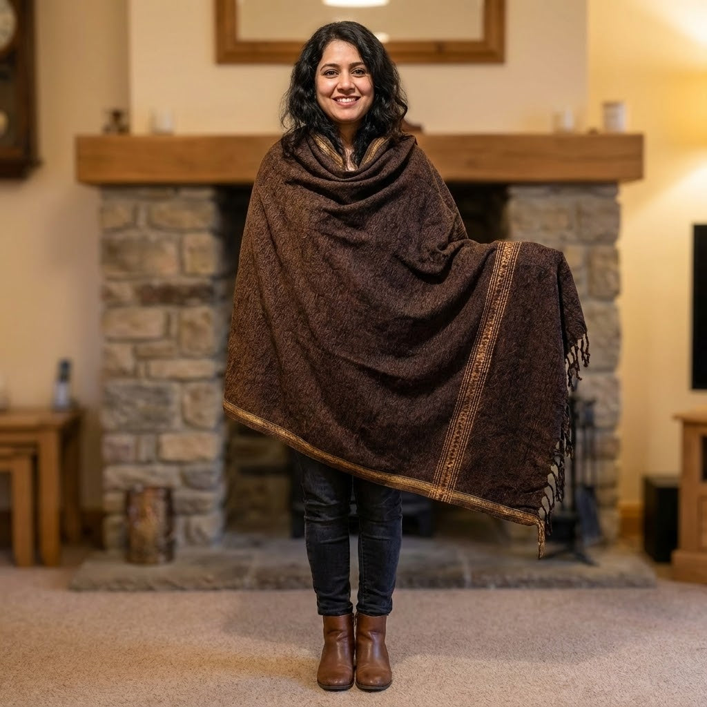 Wool Blend Shawl | Soft Warm Unisex Wrap