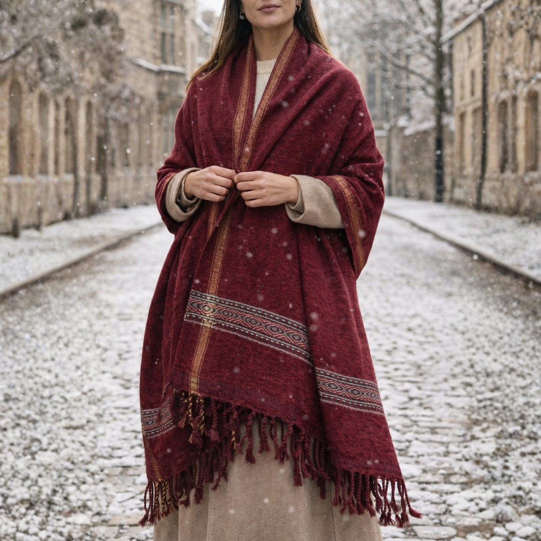 Wool Blend Shawl | Soft Warm Unisex Wrap