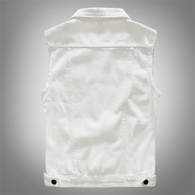 Men's White Denim Vest