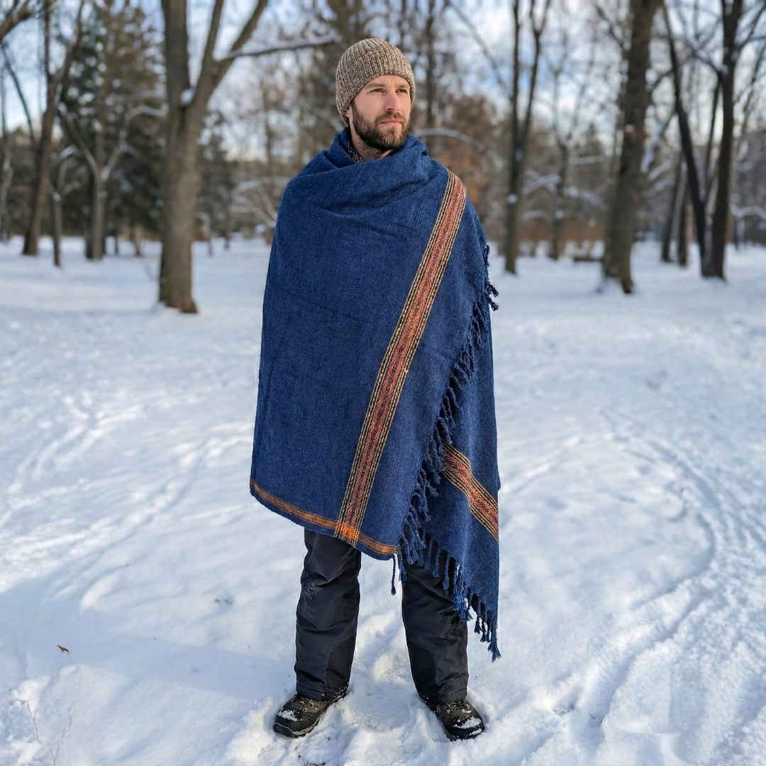 Wool Blend Shawl | Soft Warm Unisex Wrap