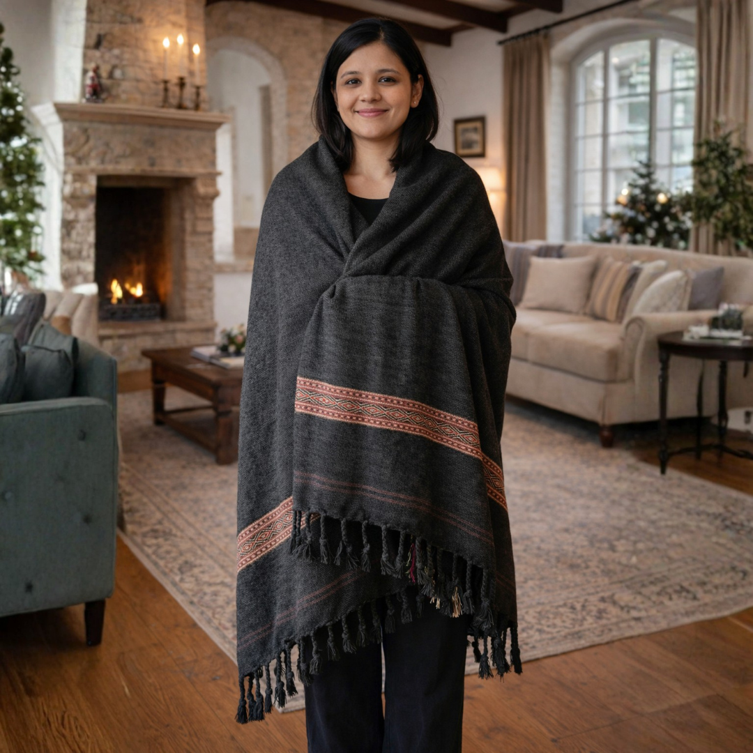 Wool Blend Shawl | Soft Warm Unisex Wrap