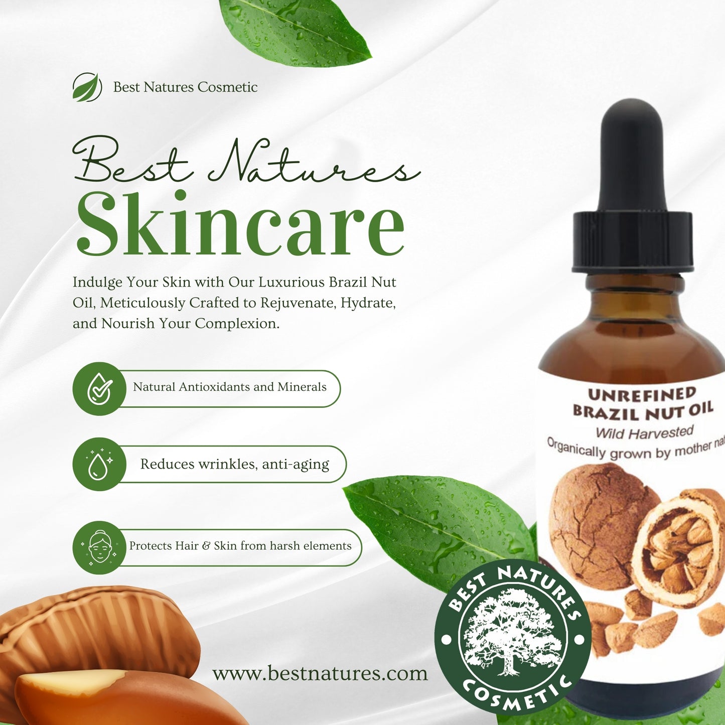 Organic Cold-Pressed Brazil Nut Oil for Skin & Hair