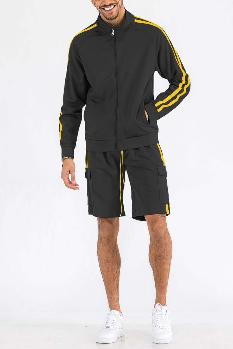 TWO STRIPE CARGO SHORT SET