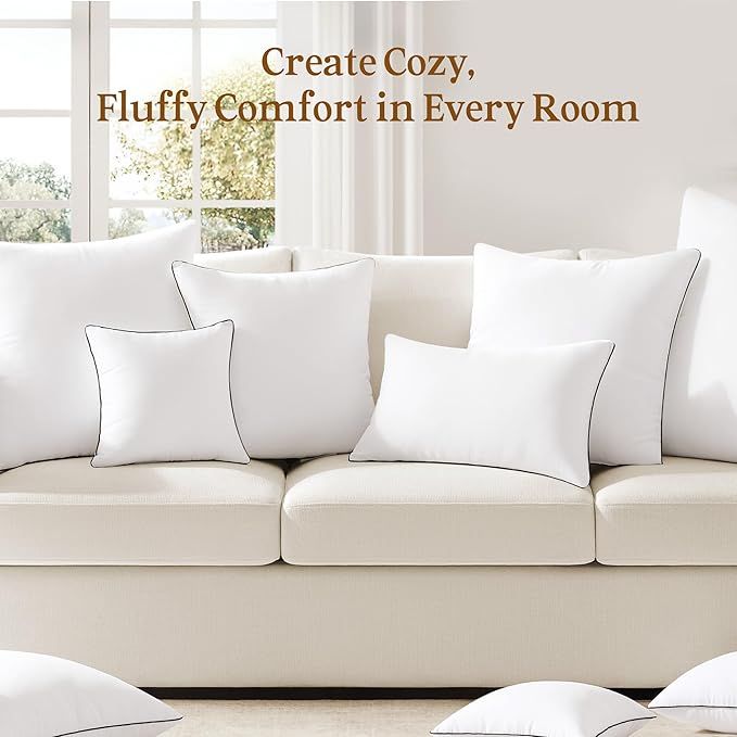 puredown 18x18 Pillow Inserts Set of 2, Fluffy Overfilled Down