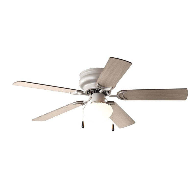 44 inch Hugger Indoor Ceiling Fan with Light Kit, Satin Nickel, 5