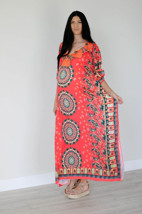 Women Summer Kaftan Maxi Dress