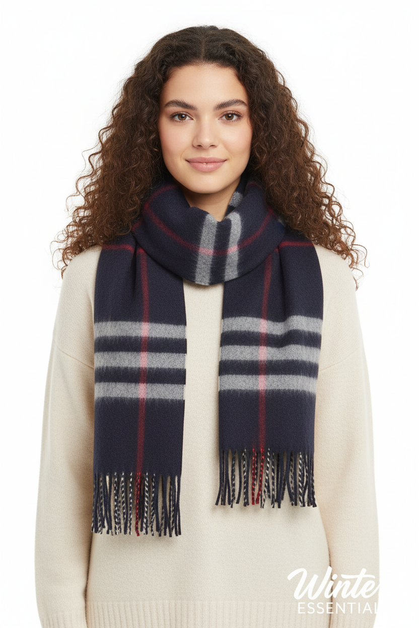 Blue Plaid Scarf Ultra Plush Pashmina