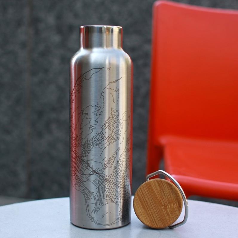 Lacey Township - New Jersey Engraved Map Bottle with Bamboo Top